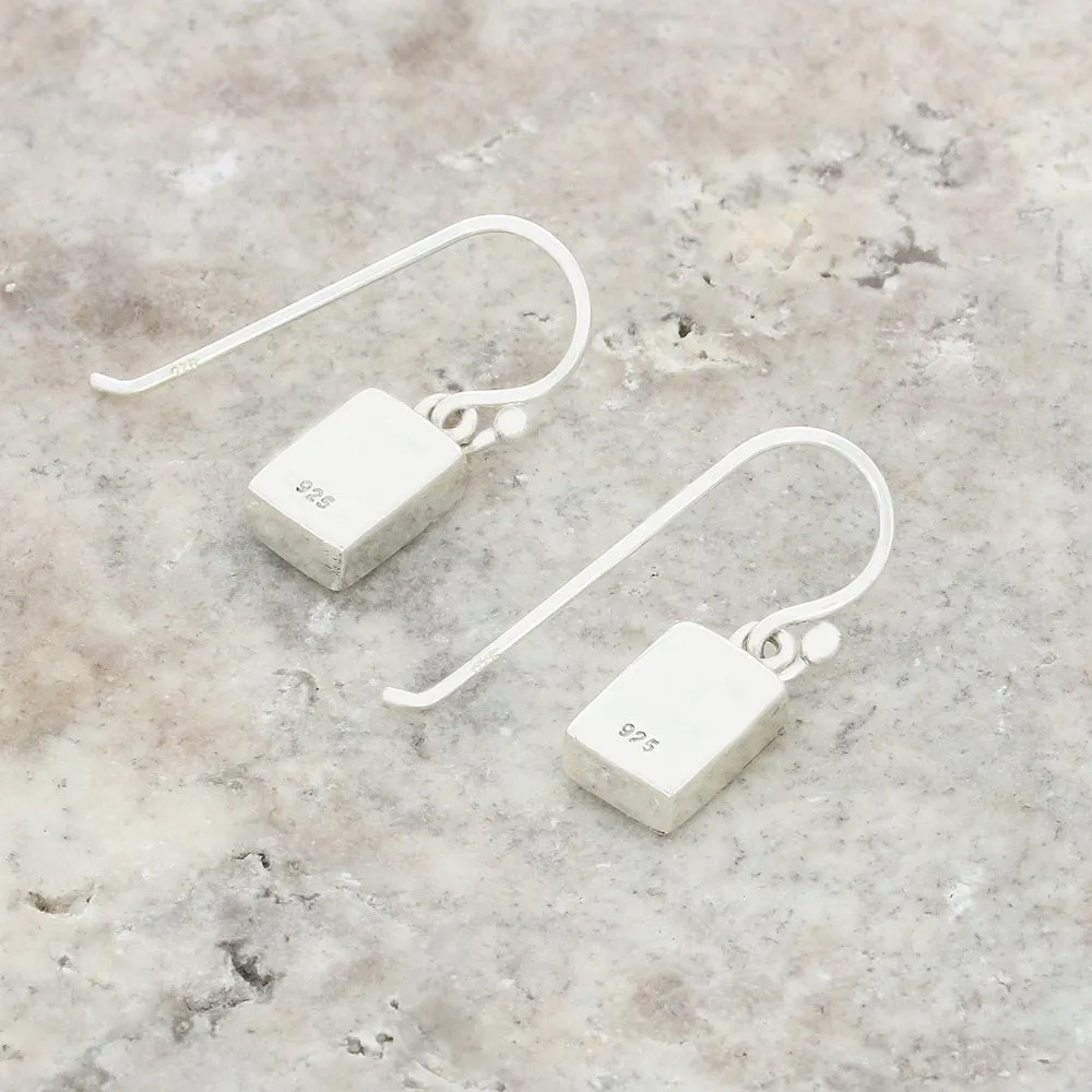 Derbyshire Blue John Sterling Silver Rectangular Drop Earrings
