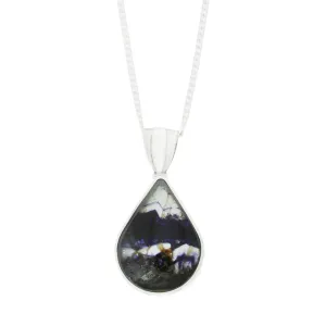 Derbyshire Blue John Sterling Silver Reversible Teardrop Pendant And Chain