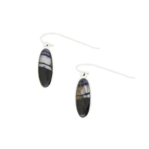 Derbyshire Blue John Sterling Silver Slim Oval Drop Earrings