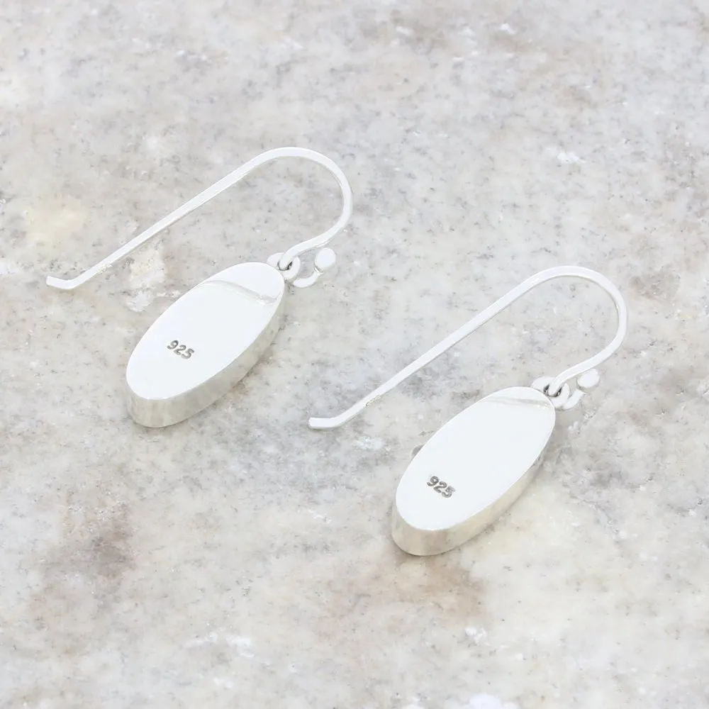 Derbyshire Blue John Sterling Silver Slim Oval Drop Earrings