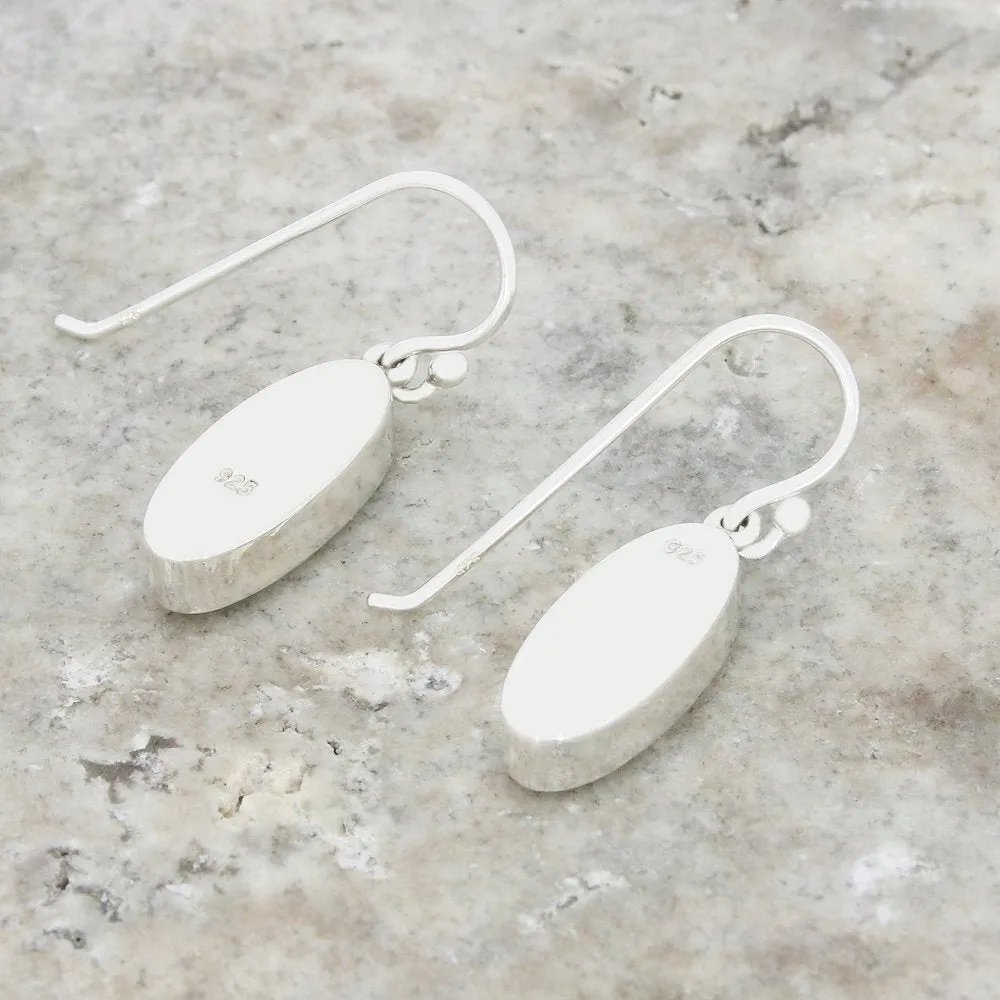 Derbyshire Blue John Sterling Silver Slim Oval Drop Earrings