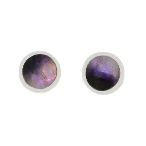 Derbyshire Blue John Sterling Silver Small Round Stud Earrings