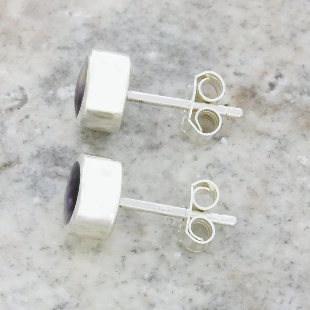 Derbyshire Blue John Sterling Silver Small Round Stud Earrings