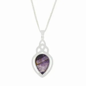 Derbyshire Blue John Sterling Silver Teardrop Celtic Pendant and Chain