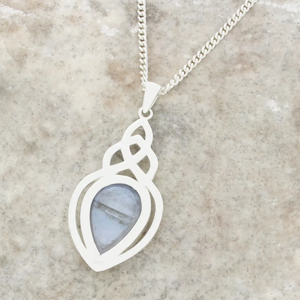 Derbyshire Blue John Sterling Silver Teardrop Celtic Pendant and Chain