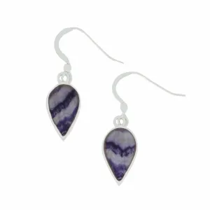 Derbyshire Blue John Sterling Silver Teardrop Drop Earrings