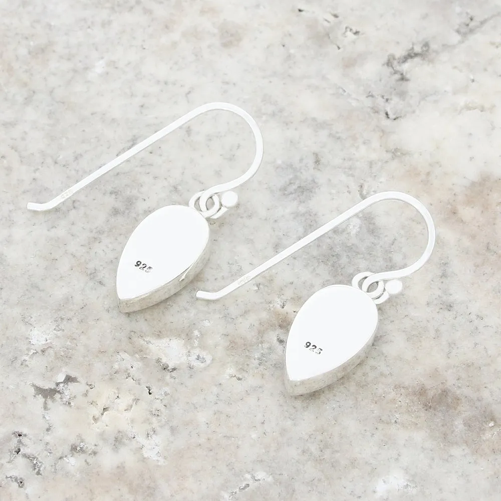 Derbyshire Blue John Sterling Silver Teardrop Shape Drop Earrings