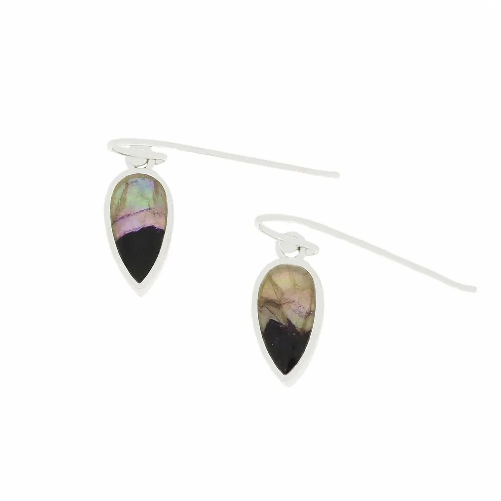 Derbyshire Blue John Sterling Silver Teardrop Shape Drop Earrings