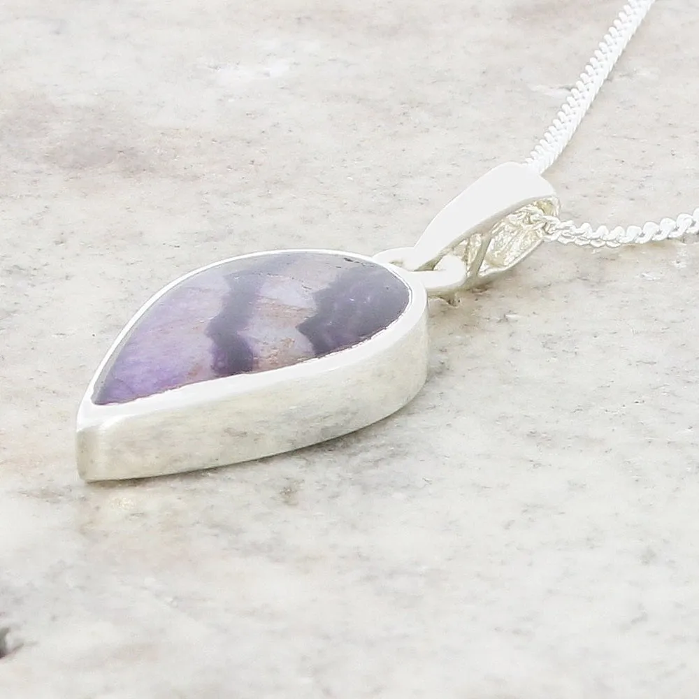Derbyshire Blue John Teardrop Shape Pendant and Chain