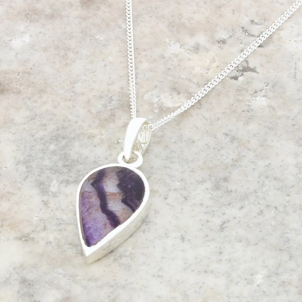 Derbyshire Blue John Teardrop Shape Pendant and Chain