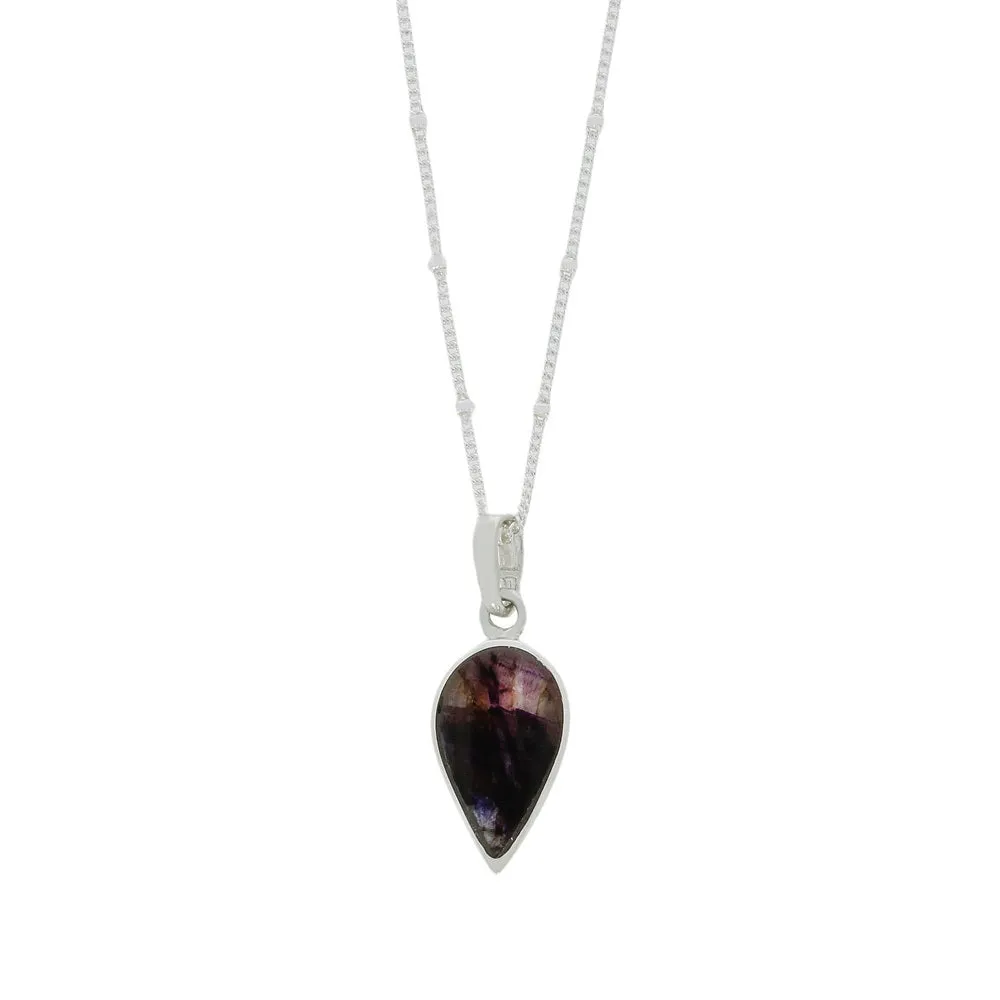 Derbyshire Blue John Teardrop Shape Pendant And Chain