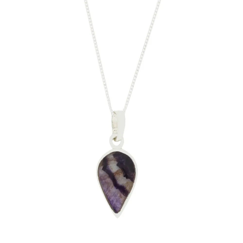 Derbyshire Blue John Teardrop Shape Pendant and Chain