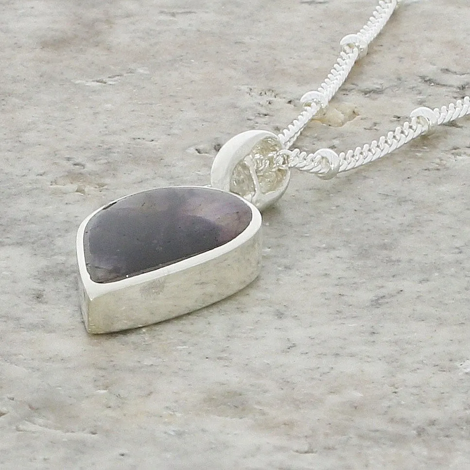 Derbyshire Blue John Teardrop Shape Pendant And Chain