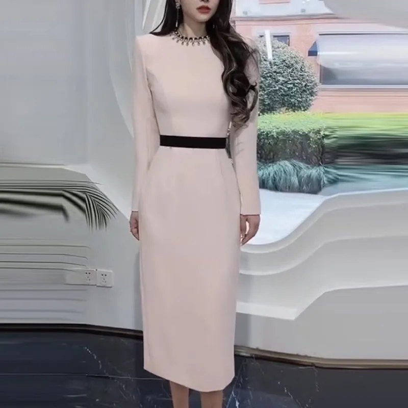 diamond-embellished sheath maxi dress in pink Gloria Lanvin