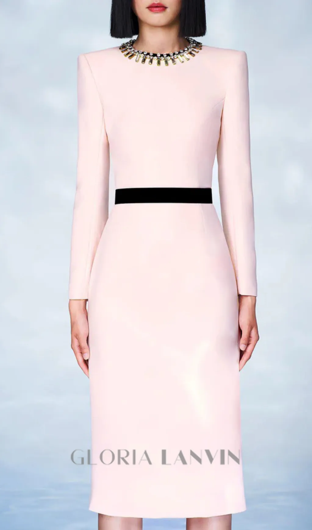 diamond-embellished sheath maxi dress in pink Gloria Lanvin