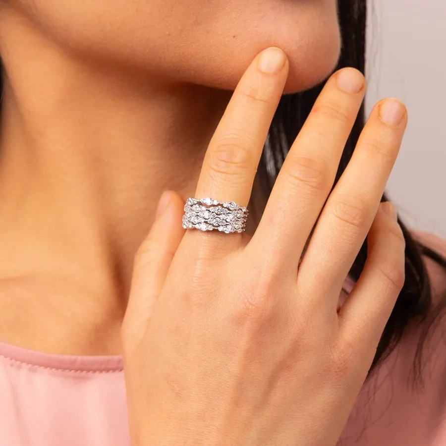 Diamonfire Sterling Silver Cubic Zirconia Statement Ring R3873 Size O