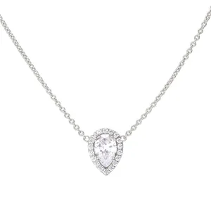 Diamonfire Sterling Silver Zirconia Teardrop Shaped Pendant and Chain N4403