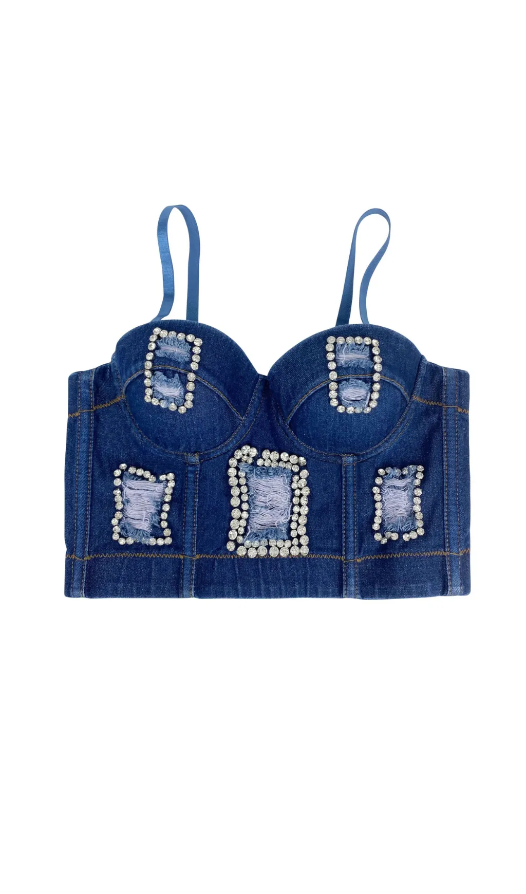 DISTRESSED BREATHABLE DIAMOND-ENCRUSTED FISHBONE CAMISOLE Gloria Lanvin