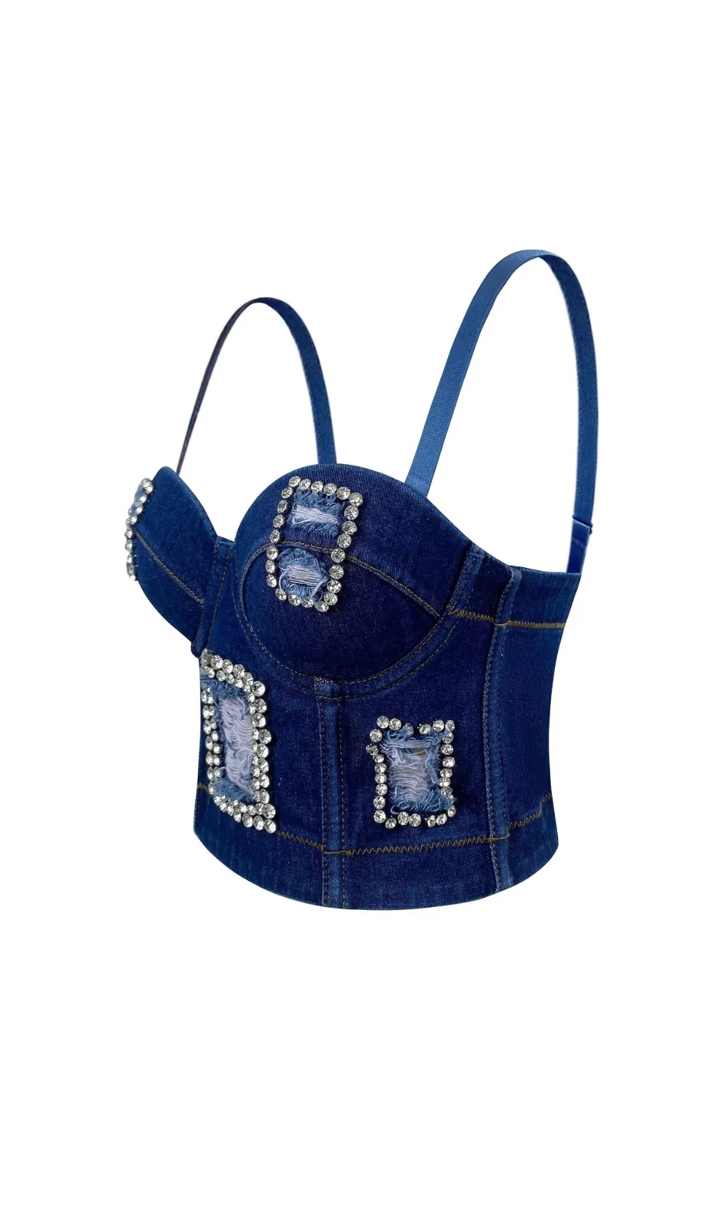DISTRESSED BREATHABLE DIAMOND-ENCRUSTED FISHBONE CAMISOLE Gloria Lanvin