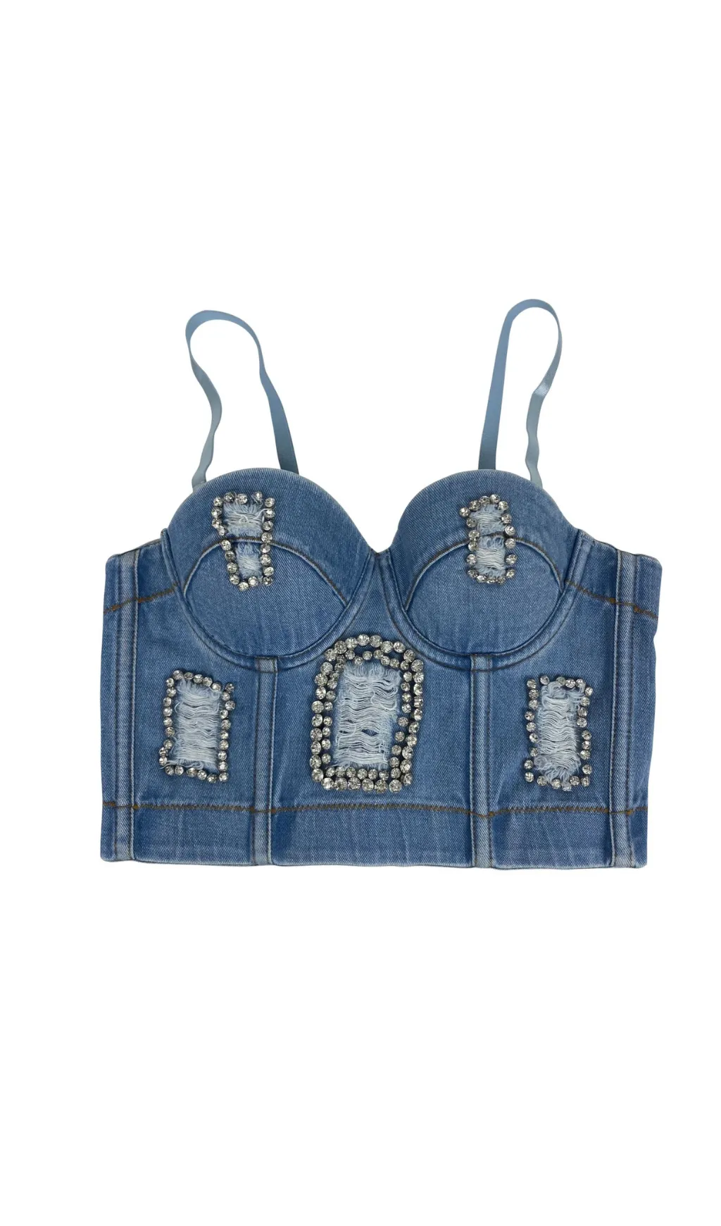 DISTRESSED BREATHABLE DIAMOND-ENCRUSTED FISHBONE CAMISOLE Gloria Lanvin