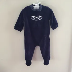 Doorbuster P&P Piccino Piccina Navy Velour Heart Footie 6 Months  Limited Availability!