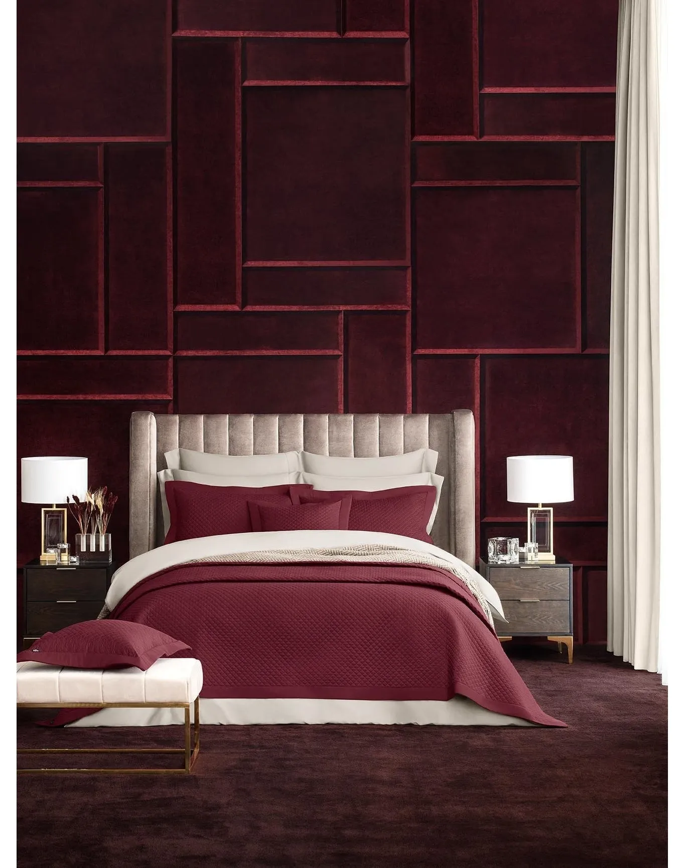 Dorian Royal Quilted Cotton Comforter | Bordeaux TOGAS
