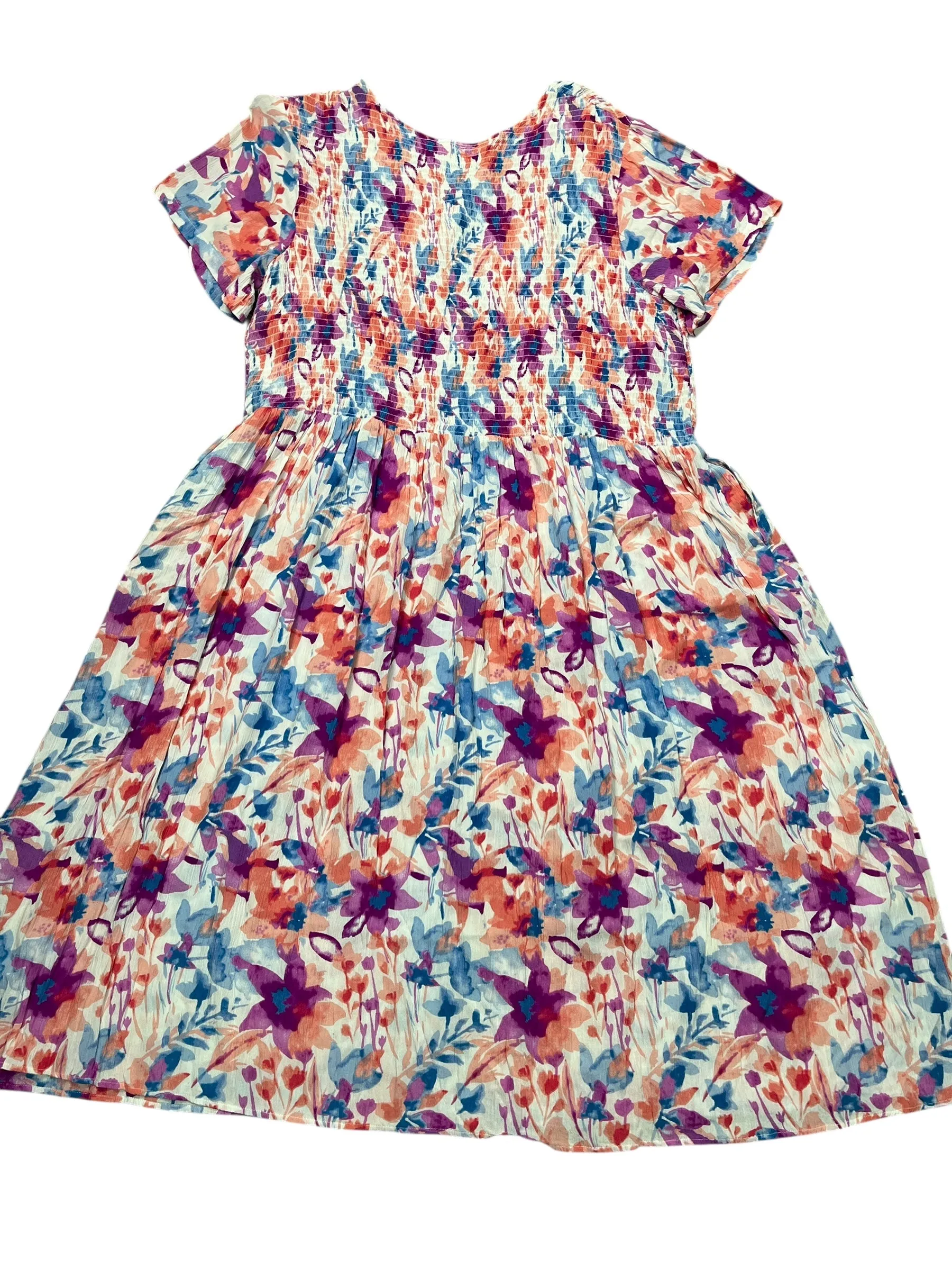 Dress Casual Midi By Clothes Mentor In Pink & Purple, Size:2X