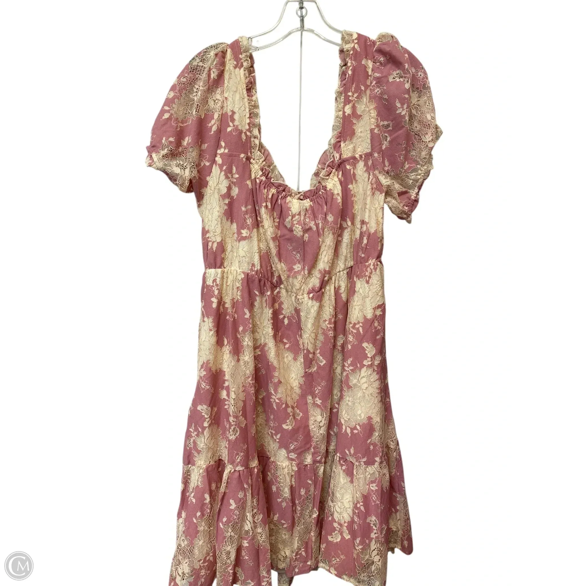 Dress Casual Midi By Torrid In Cream & Pink, Size: 1x