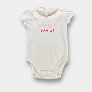Editors Choice Jacadi Oh La La Paris! White Bodysuit 1 Month  Limited Availability!