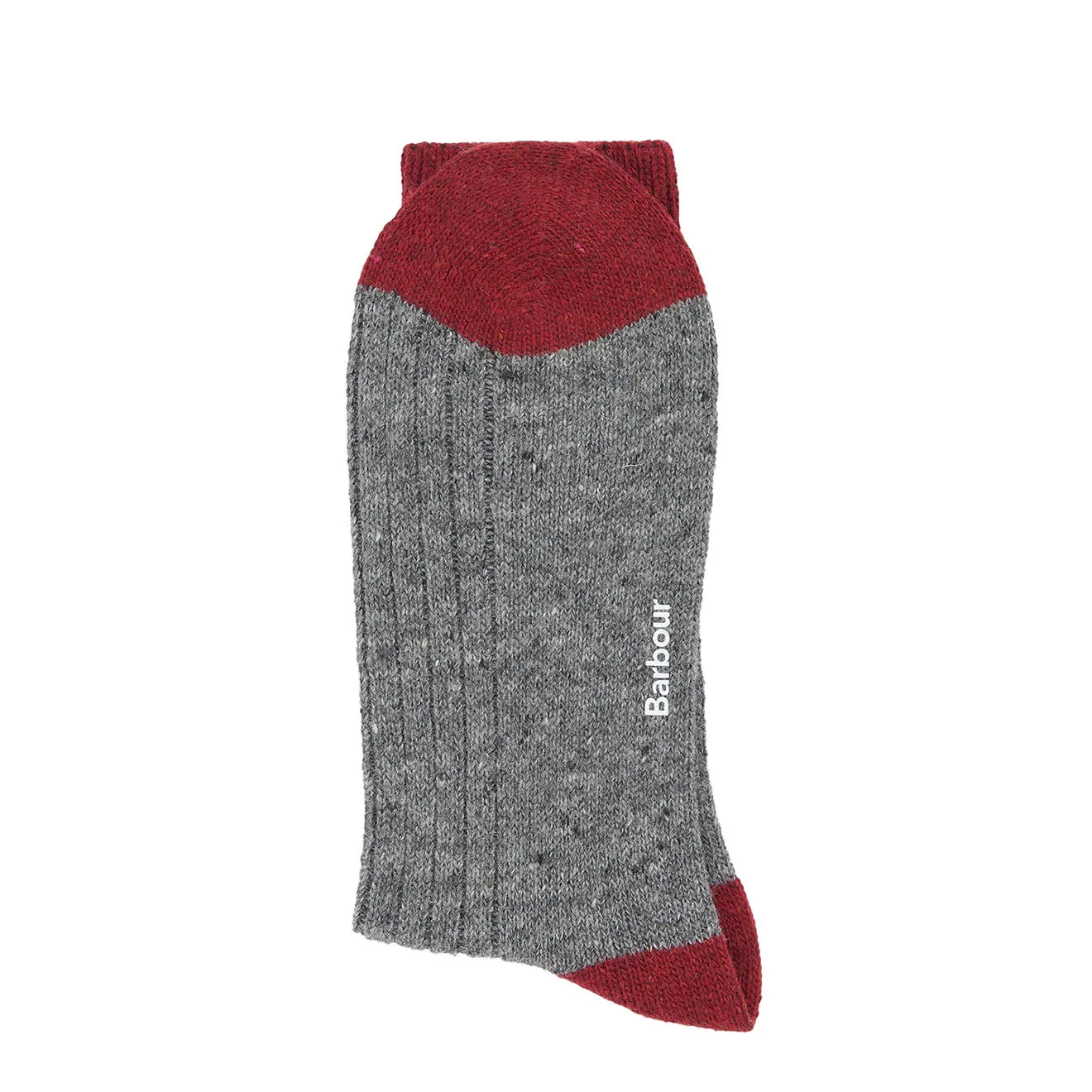 Editors Pick Barbour Houghton Socks Mid Grey/Red  Limited Stock!