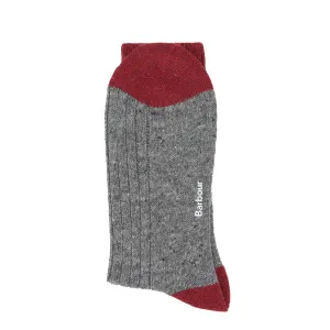 Editors Pick Barbour Houghton Socks Mid Grey/Red  Limited Stock!