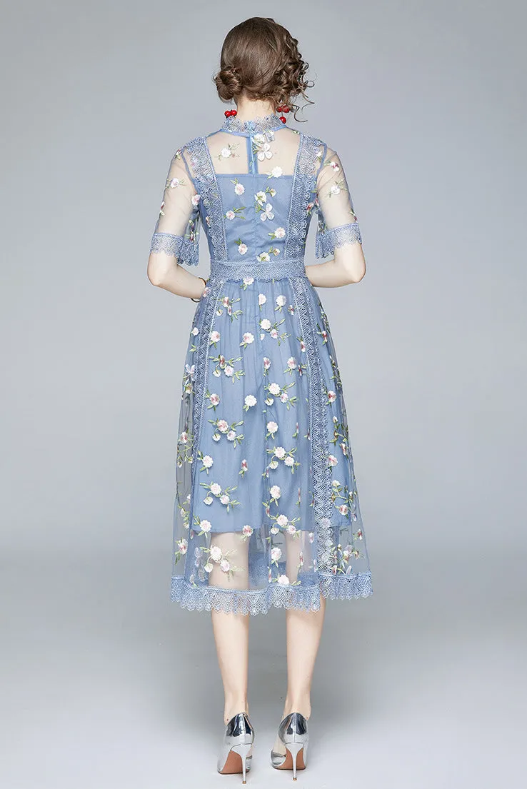 Editors Pick Embroidered mesh French long super fairy sweet dress  Ends Soon!