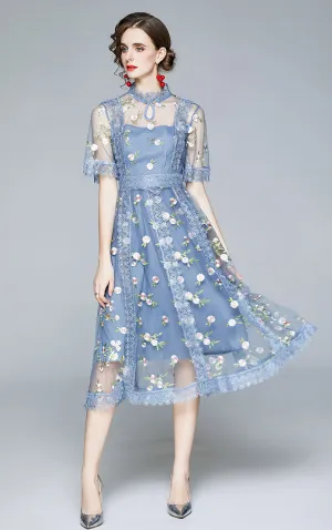Editors Pick Embroidered mesh French long super fairy sweet dress  Ends Soon!