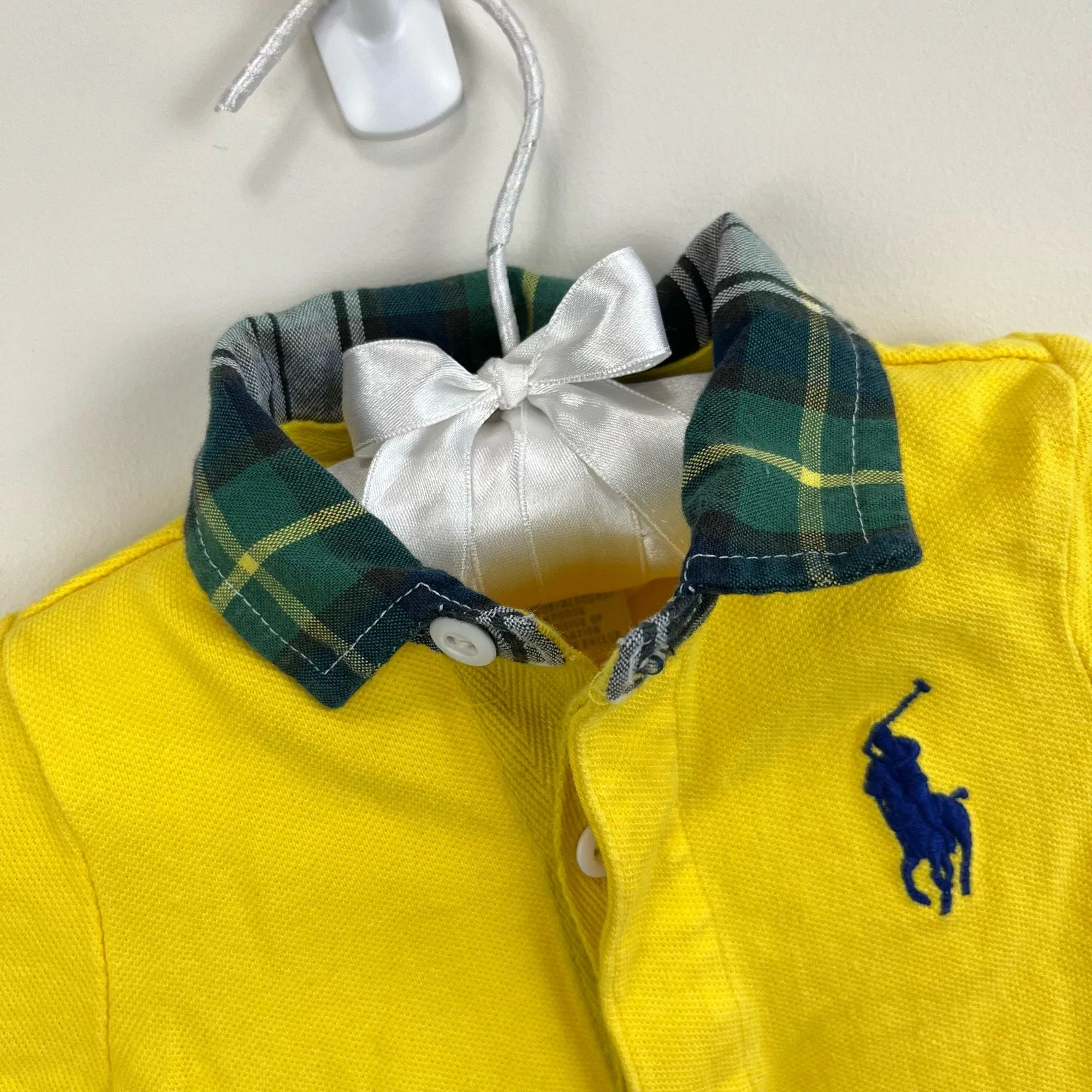 Editors Pick Ralph Lauren Yellow Polo Shortall Romper 9 Months  Today Only!