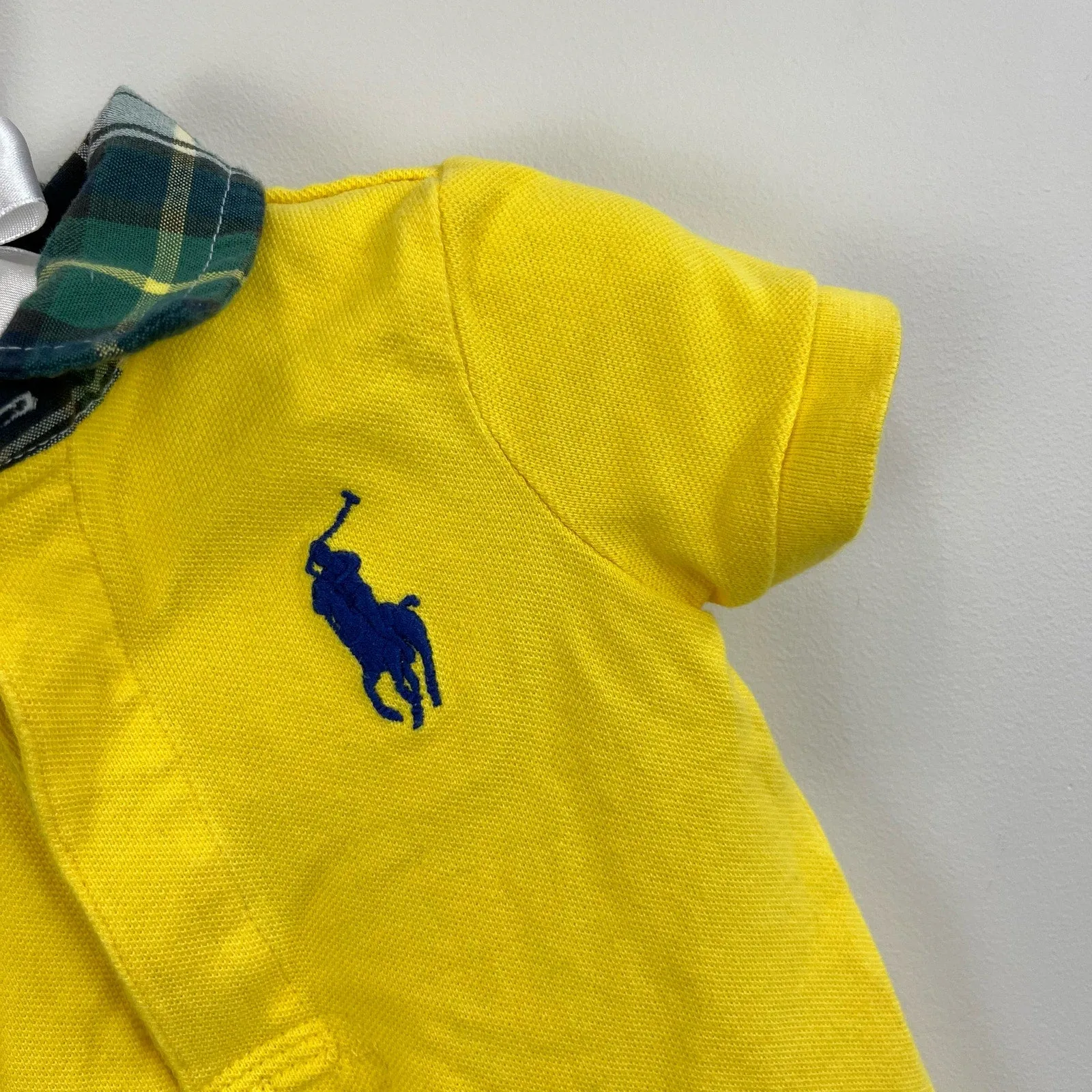 Editors Pick Ralph Lauren Yellow Polo Shortall Romper 9 Months  Today Only!