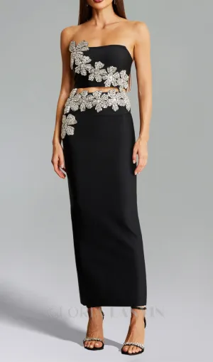 ELEGANZA FLOWERS WITH DIAMONDS BANDAGE TWO-PIECE SET Gloria Lanvin