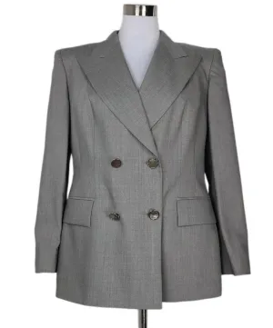 Escada Vintage Grey Wool & Silk Blazer sz 8