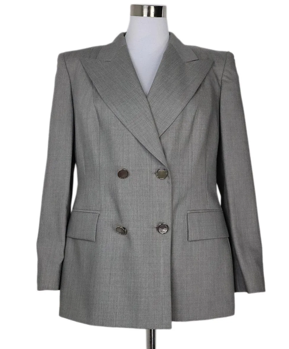 Escada Vintage Grey Wool & Silk Blazer sz 8