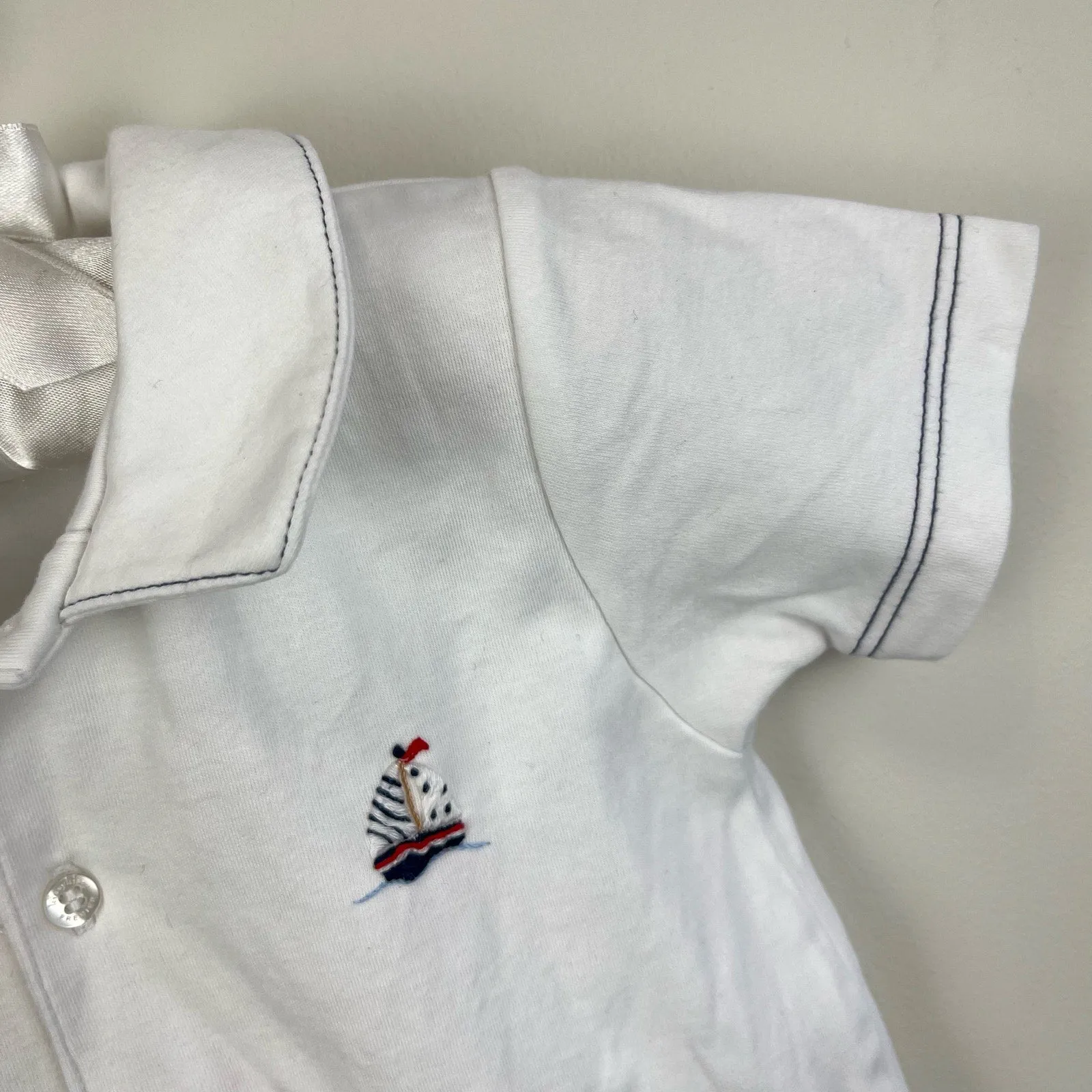 Exclusive Kissy Kissy White Sailboat Playsuit Romper 9 Months  Last Few Pieces!