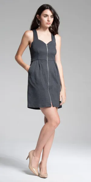 Exclusive Zipperd Front Bodycon Mini Dress - Charcoal  Almost Sold Out!