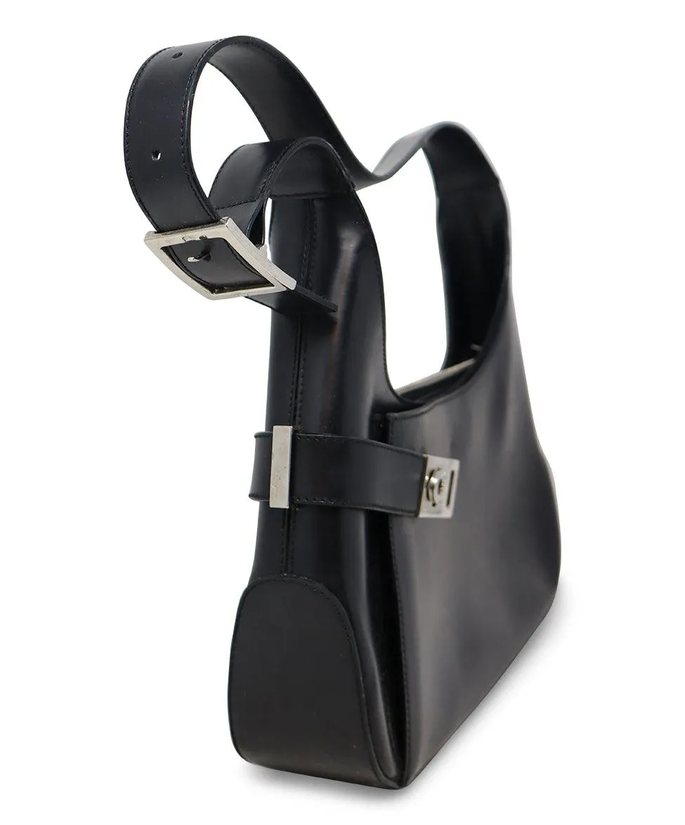 Ferragamo Black Leather Hobo Bag