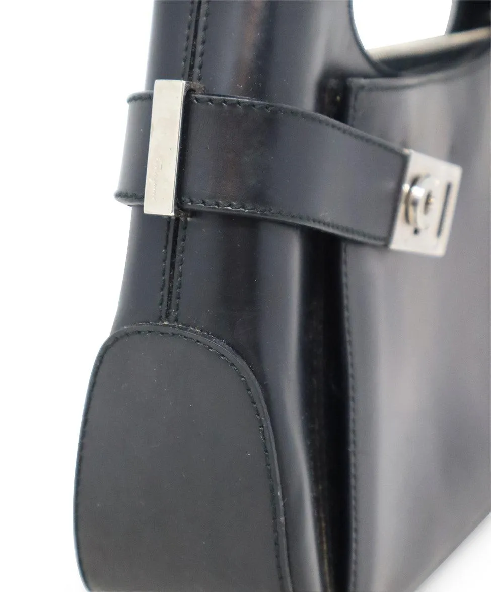 Ferragamo Black Leather Hobo Bag