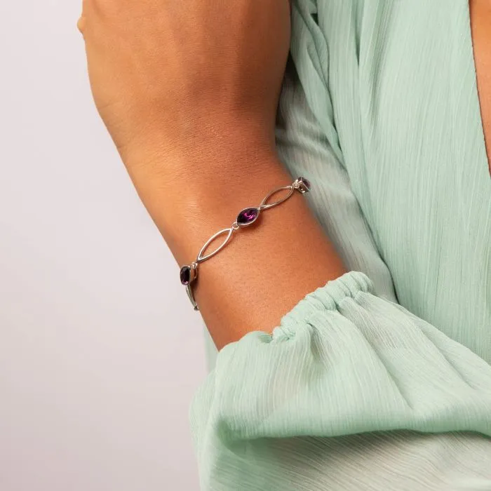 Fiorelli Silver Amethyst Crystal Bracelet B5210M