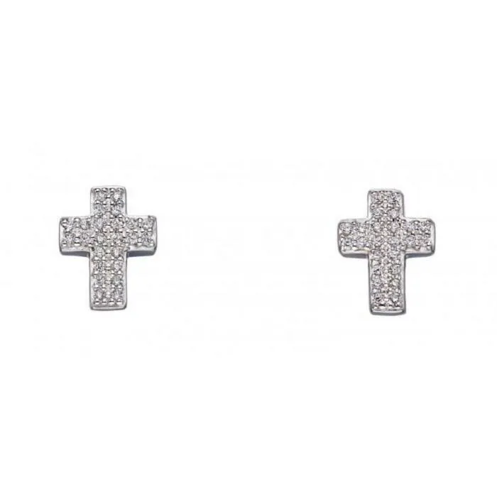 Fiorelli Silver Cross Stud Earrings E5650C