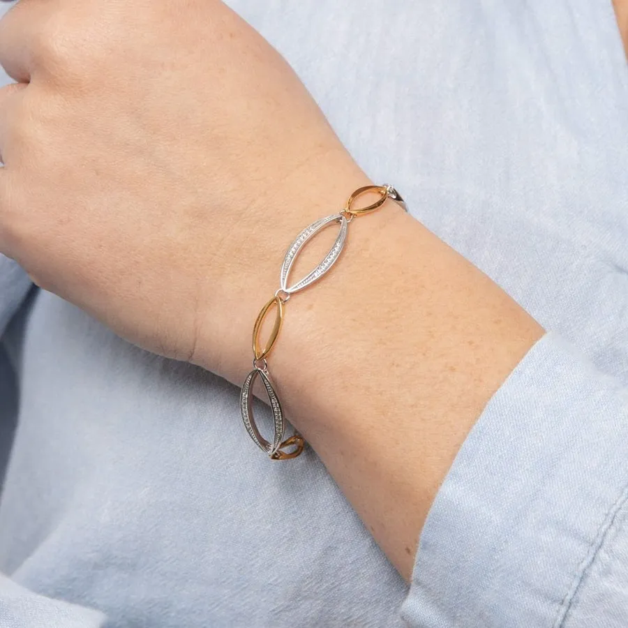 Fiorelli Silver Open Marquise Shaped Bracelet B4389C