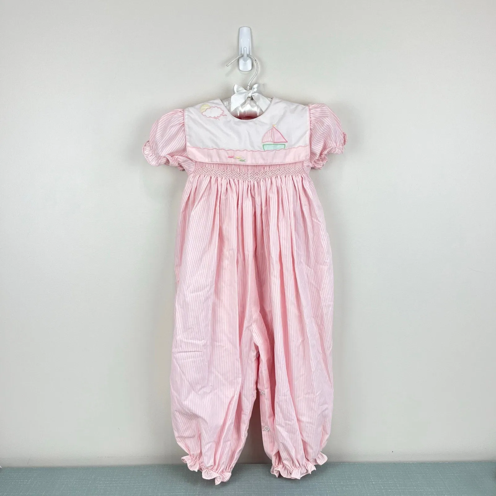 Flash Sale Carriage Boutiques Smocked Pink Sailboat Jumpsuit 24 Months  Last Few Pieces!