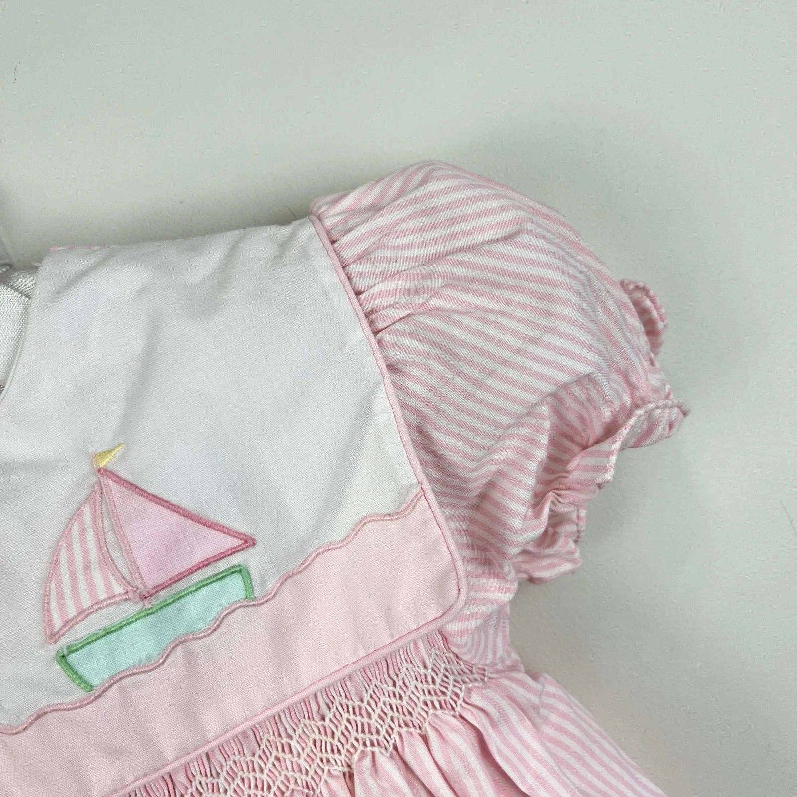 Flash Sale Carriage Boutiques Smocked Pink Sailboat Jumpsuit 24 Months  Last Few Pieces!