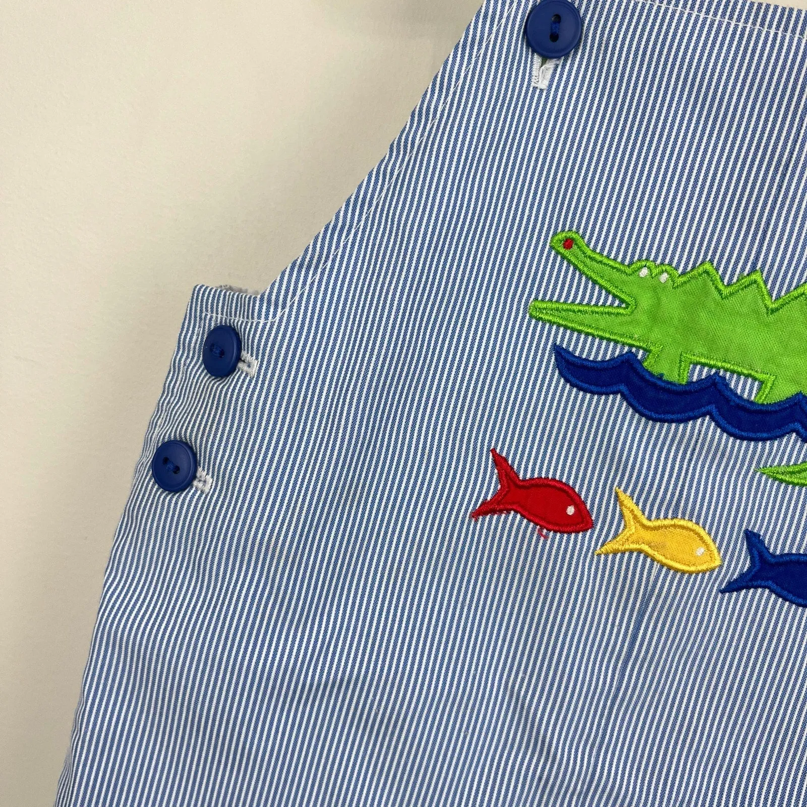 Flash Sale! Florence Eiseman Applique Gator and Fish Shortall 24 Months  Last Few Pieces!