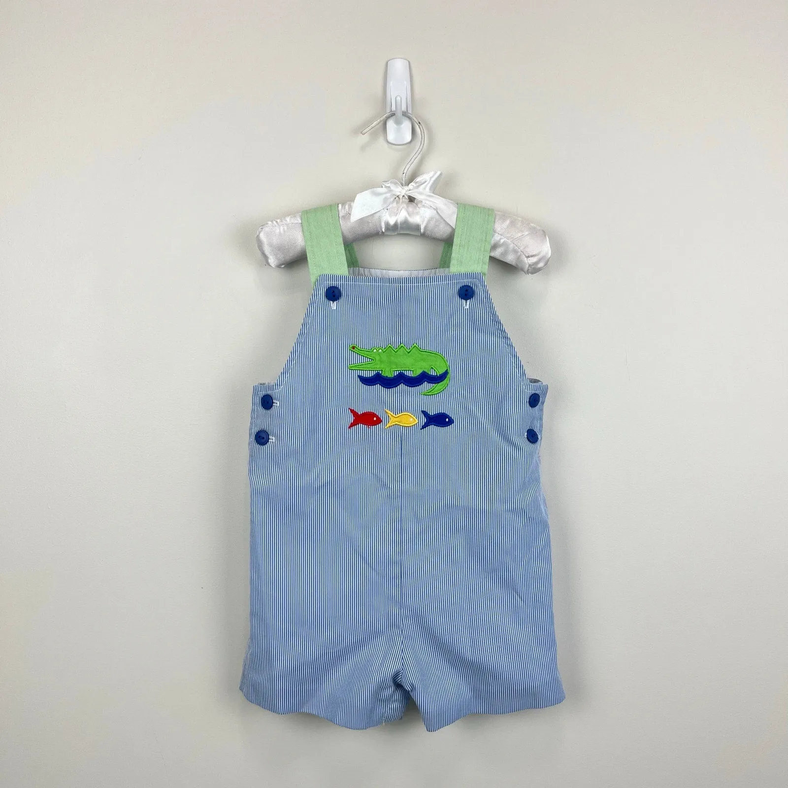 Flash Sale! Florence Eiseman Applique Gator and Fish Shortall 24 Months  Last Few Pieces!
