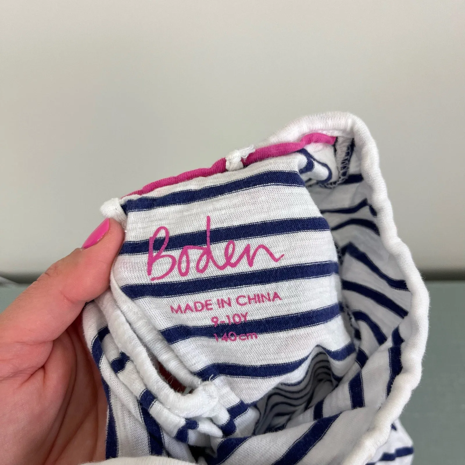 Flash Sale! Mini Boden Charlie Navy Stripe Pom Pom Tee 9-10  Limited Release!